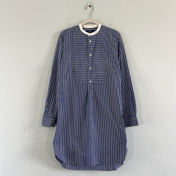 Polo Ralph Lauren Stripe Cobalt Blue Tunic Cotton Shirt Dress - Picture 1 of 5
